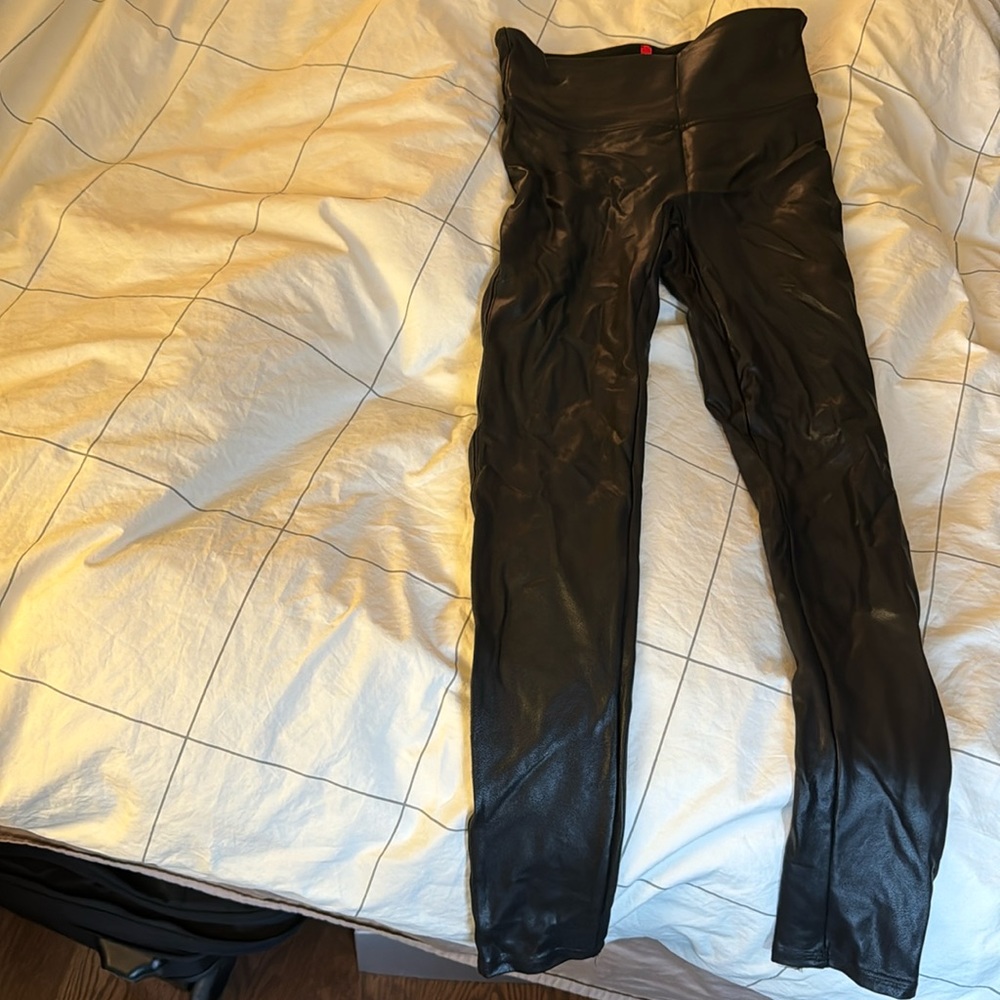 Spanx small petite faux leather leggings
